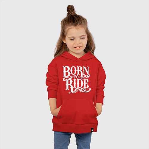 Детская толстовка-худи Born to ride - рожденный ездить / Красный – фото 4