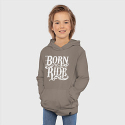 Толстовка детская хлопковая Born to ride - рожденный ездить, цвет: утренний латте — фото 2