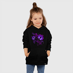 Толстовка детская хлопковая Веточка с цветами - фиолетовая гжель, цвет: черный — фото 2