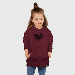 Толстовка детская хлопковая Сердце в горошек, цвет: меланж-бордовый — фото 2