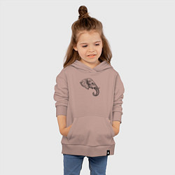 Толстовка детская хлопковая Голова слона в профиль, цвет: пыльно-розовый — фото 2