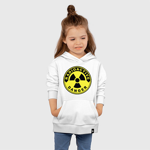 Детская толстовка-худи Danger radiation sign / Белый – фото 4