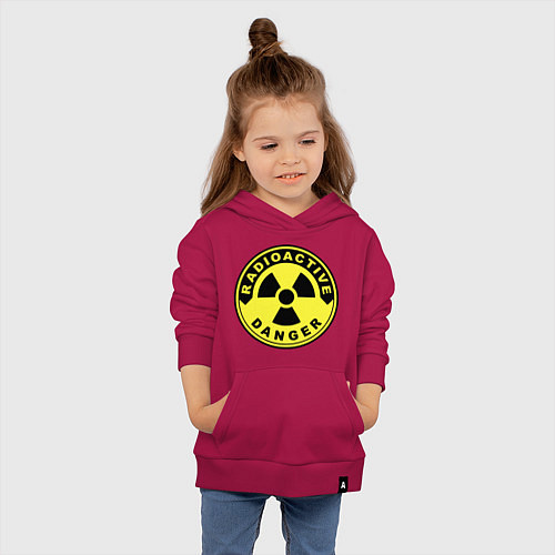 Детская толстовка-худи Danger radiation sign / Маджента – фото 4