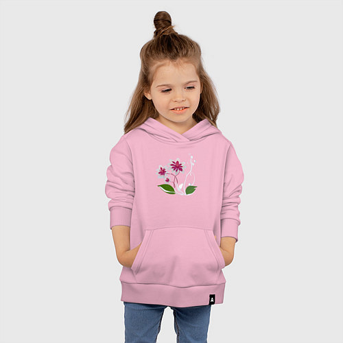 Детская толстовка-худи Яркий цветок с жемчугом / Светло-розовый – фото 4