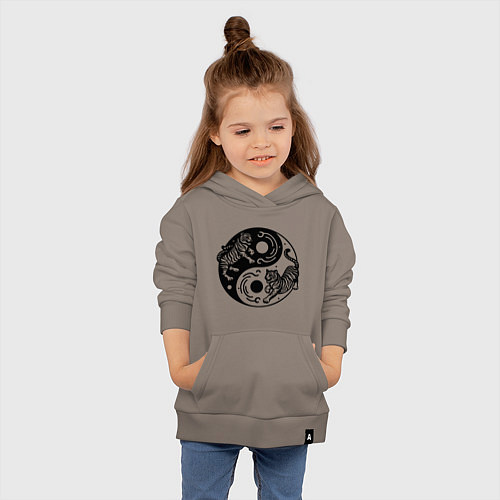 Детская толстовка-худи Тигры Инь Янь / Утренний латте – фото 4