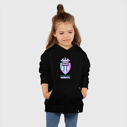 Детская толстовка-худи Monaco FC в стиле glitch / Черный – фото 4