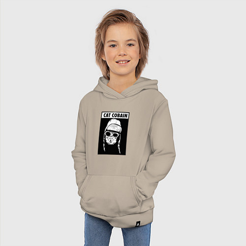 Детская толстовка-худи Cat cobain / Миндальный – фото 3