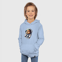 Толстовка детская хлопковая Прикольный капибарыш космонавт - нейросеть, цвет: мягкое небо — фото 2