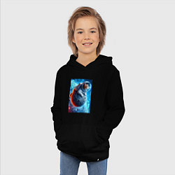 Толстовка детская хлопковая Space cat - ai art, цвет: черный — фото 2