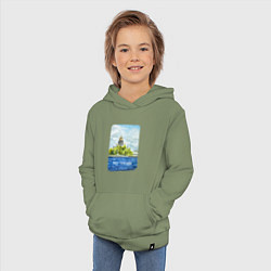 Толстовка детская хлопковая Акварель Исаакиевский Собор с надписью Питер - это, цвет: авокадо — фото 2