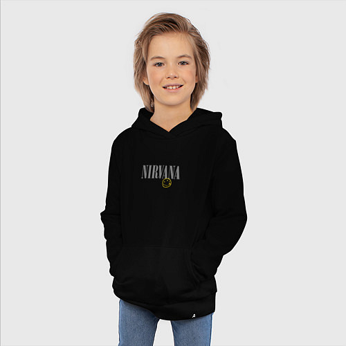 Детская толстовка-худи Nirvana logo smile / Черный – фото 3