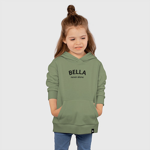 Детская толстовка-худи Bella never alone - motto / Авокадо – фото 4