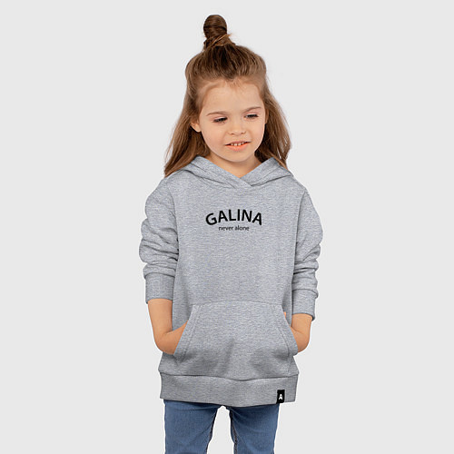 Детская толстовка-худи Galina never alone - motto / Меланж – фото 4