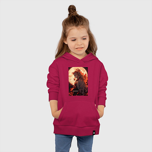 Детская толстовка-худи Кёджуро Ренгоку столп пламени / Маджента – фото 4