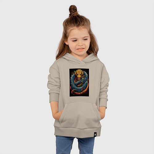 Детская толстовка-худи Муай тай синий дракон / Миндальный – фото 4