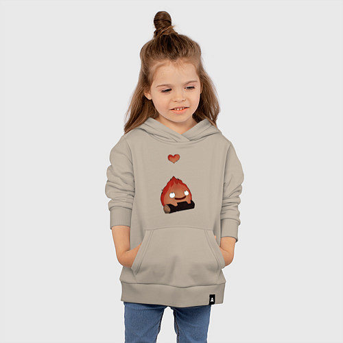 Детская толстовка-худи Кальцифер сердце / Миндальный – фото 4