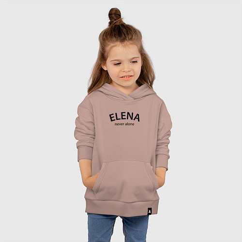 Детская толстовка-худи Elena never alone - motto / Пыльно-розовый – фото 4