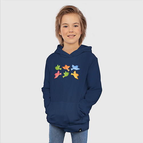 Детская толстовка-худи Шесть птичек / Тёмно-синий – фото 3