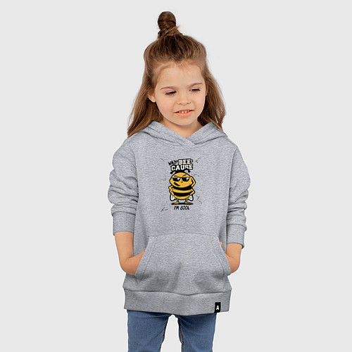 Детская толстовка-худи Why bee cause im cool / Меланж – фото 4