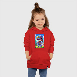 Толстовка детская хлопковая Джотаро Куджо и Майнкрафт - коллаба нейросеть, цвет: красный — фото 2