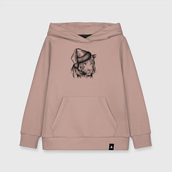 Толстовка детская хлопковая Тигр новогодний в шапке, цвет: пыльно-розовый