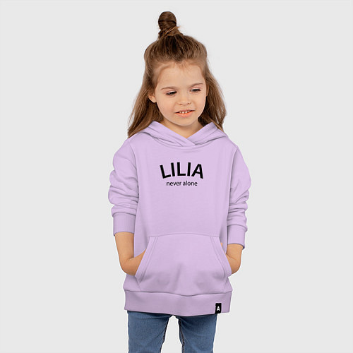 Детская толстовка-худи Lilia never alone - motto / Лаванда – фото 4