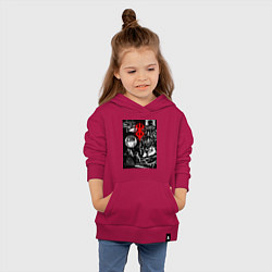 Толстовка детская хлопковая Гатс Чёрный мечник коллаж, цвет: маджента — фото 2
