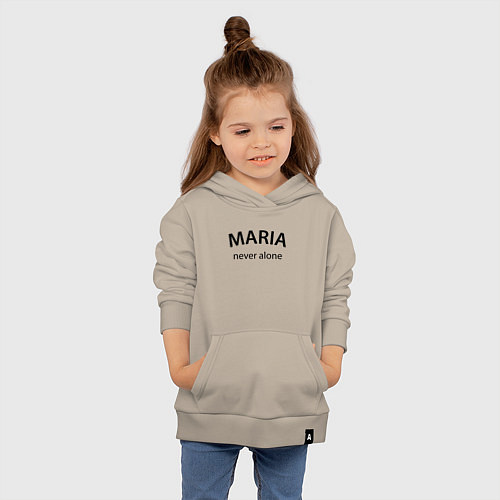 Детская толстовка-худи Maria never alone - motto / Миндальный – фото 4