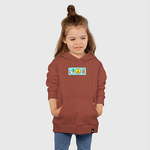 Детская толстовка-худи Голубь и мир / Кирпичный – фото 4