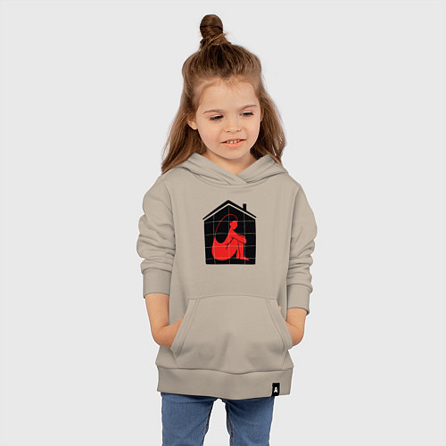 Детская толстовка-худи Сижу дома / Миндальный – фото 4