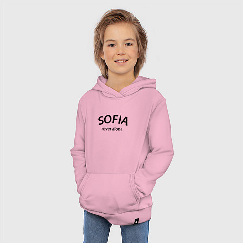 Детская толстовка-худи Sofia never alone - motto / Светло-розовый – фото 3