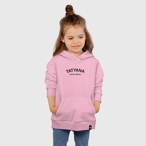 Детская толстовка-худи Tatyana never alone - motto / Светло-розовый – фото 4