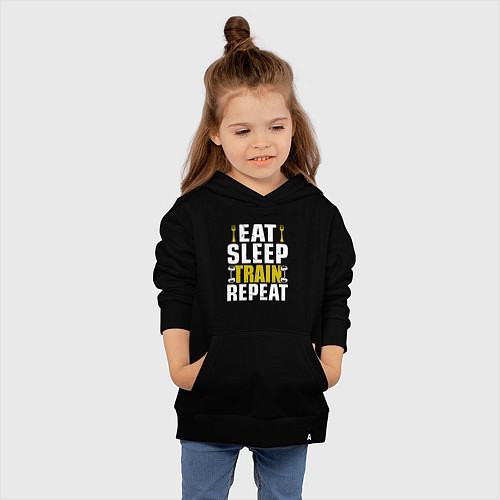 Детская толстовка-худи Eat sleep train / Черный – фото 4