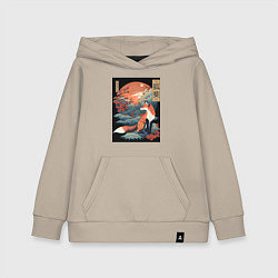 Толстовка детская хлопковая Лиса в японском стиле, цвет: миндальный