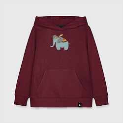 Толстовка детская хлопковая Cute elephant, цвет: меланж-бордовый