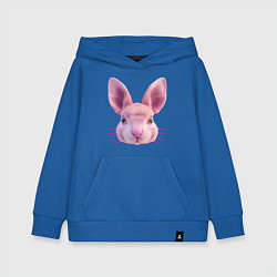 Толстовка детская хлопковая Розовый заяц - портрет кролика, цвет: синий