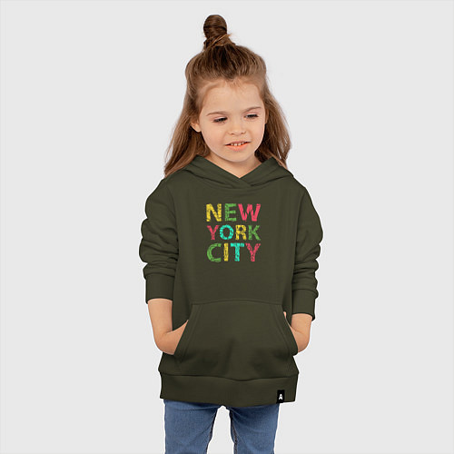 Детская толстовка-худи New York city colors / Хаки – фото 4