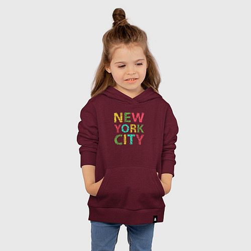 Детская толстовка-худи New York city colors / Меланж-бордовый – фото 4