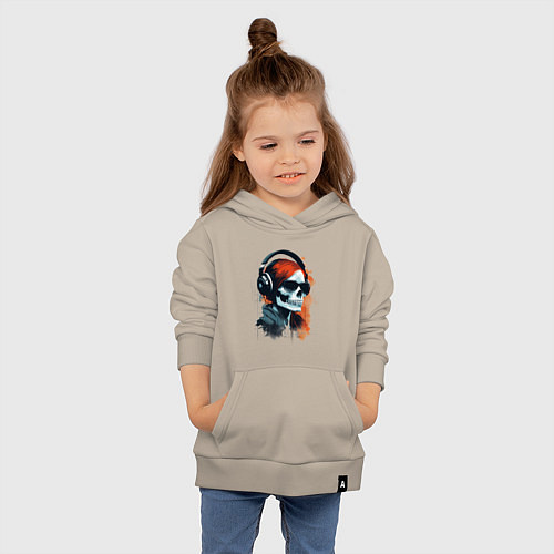 Детская толстовка-худи Grunge redhead girl skull / Миндальный – фото 4