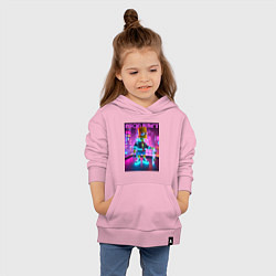 Толстовка детская хлопковая Neon Bart - with skateboard ai art fantasy, цвет: светло-розовый — фото 2