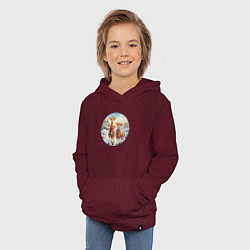 Толстовка детская хлопковая Жирафы зимой, цвет: меланж-бордовый — фото 2