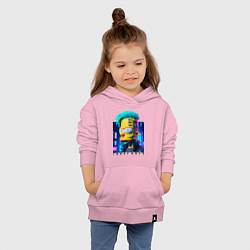 Толстовка детская хлопковая Кибер Барт - нейросеть фантазия, цвет: светло-розовый — фото 2