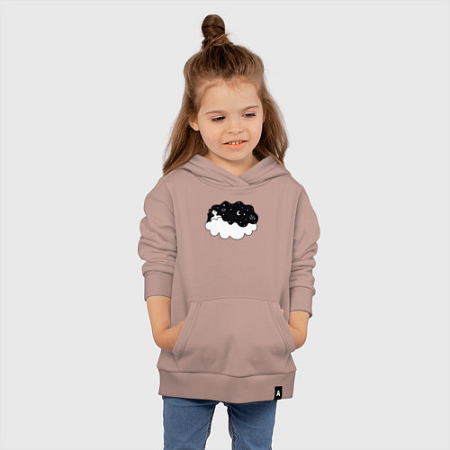 Детская толстовка-худи Космическая девушка на облаке / Пыльно-розовый – фото 4