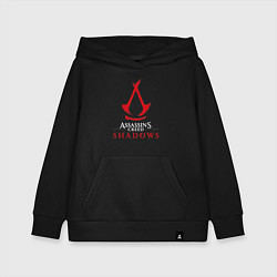 Толстовка детская хлопковая Assassins creed shadows logo, цвет: черный