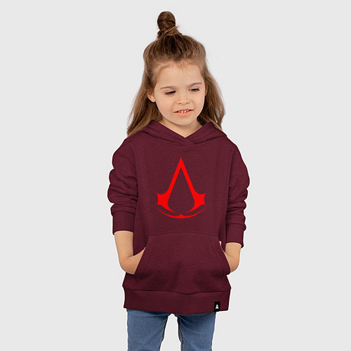 Детская толстовка-худи Red logo of assassins / Меланж-бордовый – фото 4