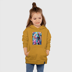 Толстовка детская хлопковая Barbie and Ken - ai art fantasy, цвет: горчичный — фото 2