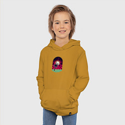 Толстовка детская хлопковая Ретро пальма с рукой зомби, цвет: горчичный — фото 2