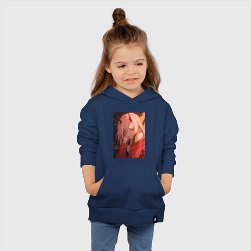 Детская толстовка-худи Человек-бензопила Пауэр Охотница на демонов / Тёмно-синий – фото 4