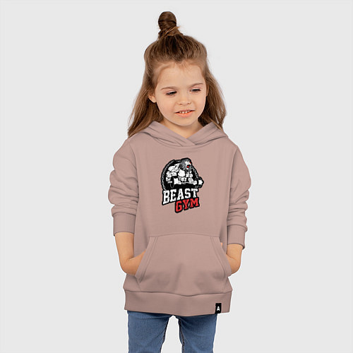 Детская толстовка-худи Лучший тренажерного зала - лев / Пыльно-розовый – фото 4