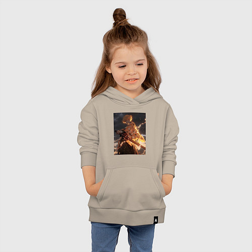 Детская толстовка-худи Клинок, рассекающий демонов Дзэнъицу Агацума молни / Миндальный – фото 4